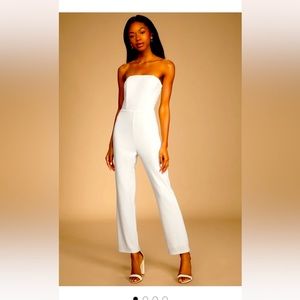 Lulu’s white strapless jumpsuit